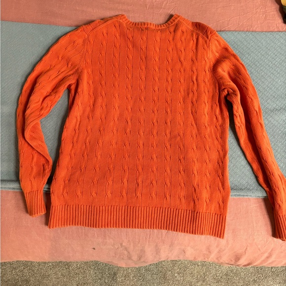 LL Bean Orange Cable Knit Sweater - Picture 3 of 3